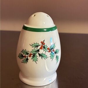 Spode Holly Pattern Ceramic Salt Shaker - White, Green, Red